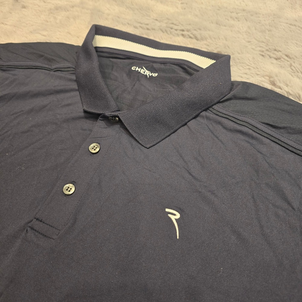 Chervo Mens Navy Blue Short Sleeve Golf Polo Shirt XXL Italy Performance Stretch